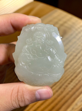 新疆和田玉且末料财神挂件高青白色调玉质细腻油润雕工精美男士款