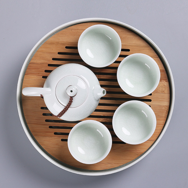 汝窑功夫茶具套装家用简约现代快客杯精品创意旅行茶壶便携式陶瓷