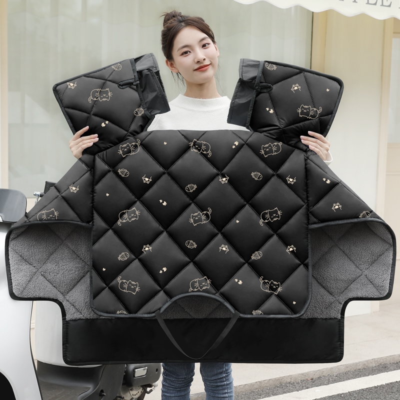 骑开电动车防风衣挡风被秋冬季加厚女连体护膝男把套防雨水保暖棉