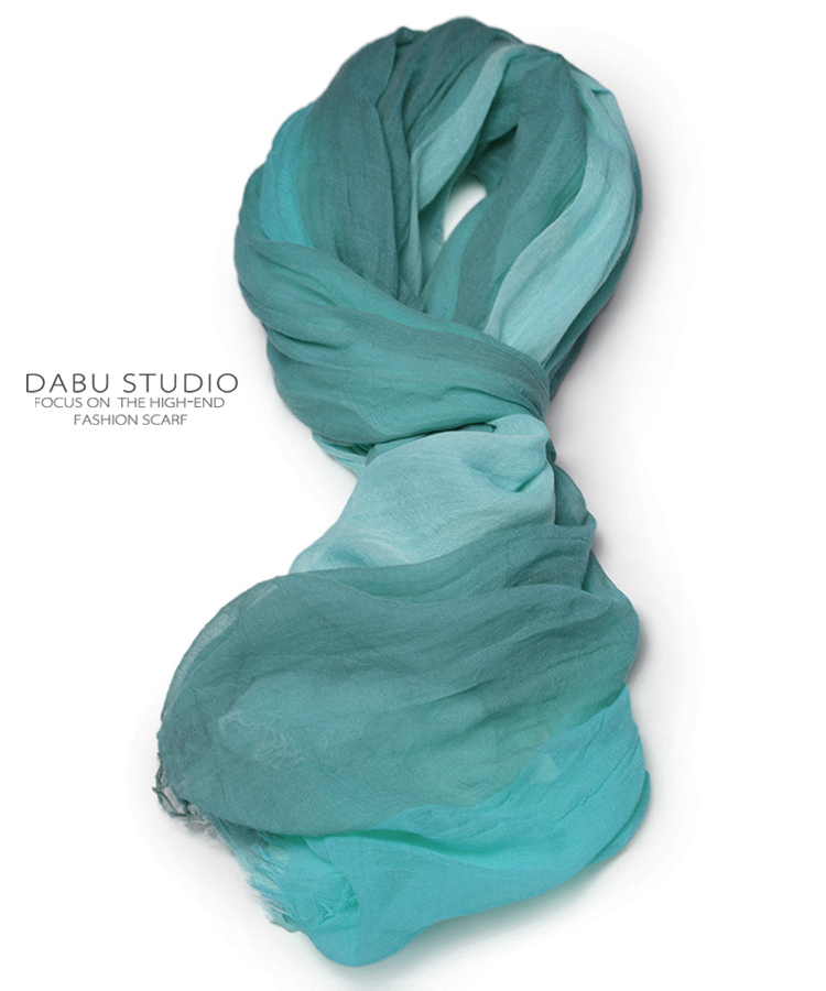 蒂芙尼蓝绿唯美三色拼接纯棉条纹围巾披巾春夏秋冬季棉麻松软纯色