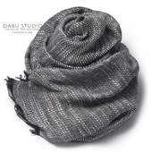 日式 精品腔调重磅纯棉黑灰镂空拼接立体毛边褶皱围巾秋冬男女保暖