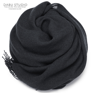 丝巾秋冬纯色深碳灰薄款 羊绒羊毛混纺长款 围巾男女R 经典 硬核单品