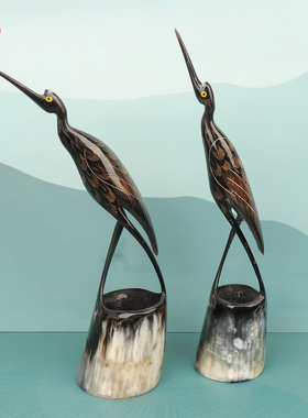 牛角喜鹊小摆件玄关装饰