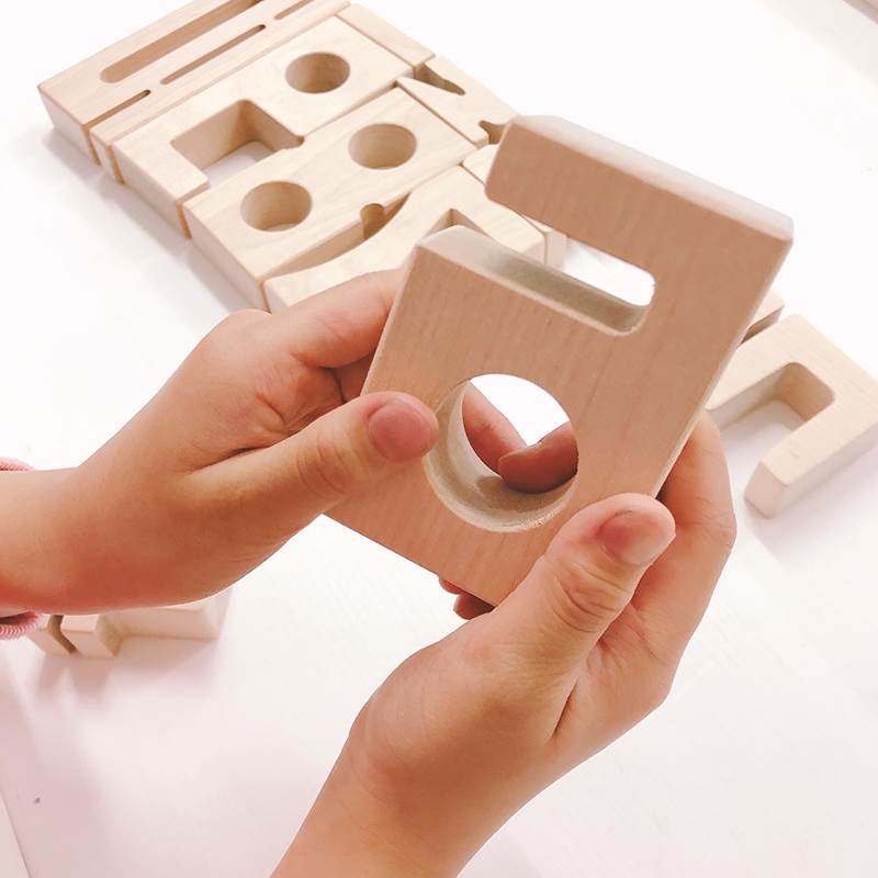 幼儿园蒙氏教木具 乐儿童大块数字积木叠叠大颗粒拼搭榉玩具234岁