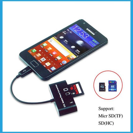 读卡器三合一照相机SD卡读卡器手机TF读卡Micro安卓V8 OTG线鼠标