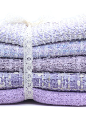 浅紫色系小香风圈圈呢粗花呢 春秋粗纺外套面料 娃衣手工DIY布料