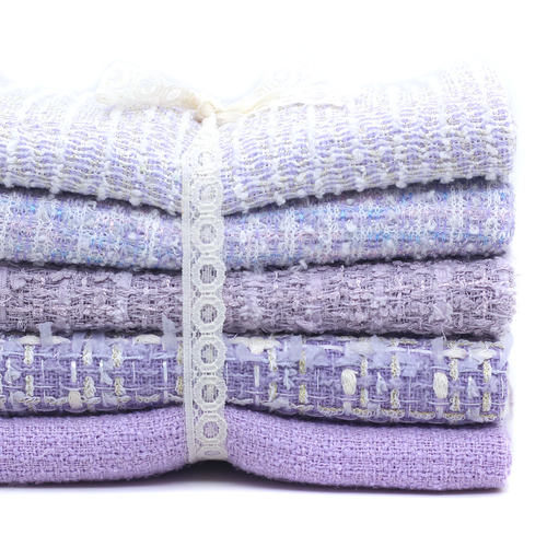 浅紫色系小香风圈圈呢半米 春秋粗纺外套面料 娃衣手工DIY布料