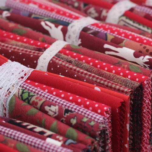 半斤微瑕红色系面料 手工布艺DIY碎花纯色格子娃衣玩偶布料清仓