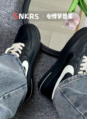 球鞋定制 耐克Nike Air Force 1 AF空军一号麻绳黑武士男低帮板鞋