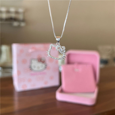 甜妹风Hello Kitty合金锁骨链女镶钻项链简约时尚精致时尚潮流