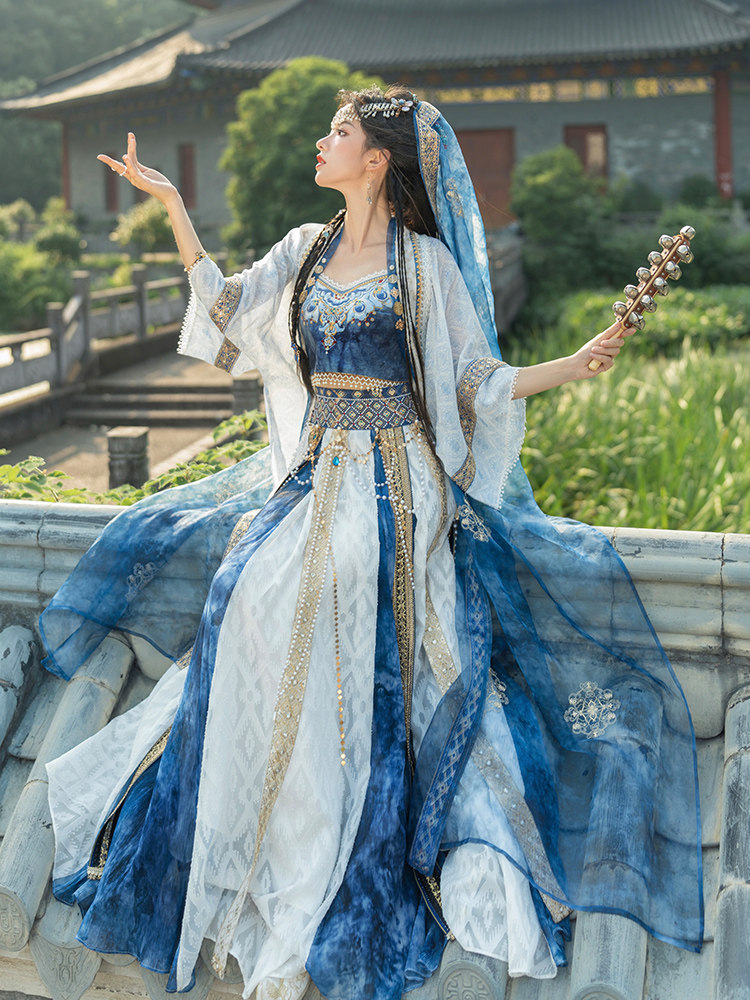 열세 남짓한 작은 카 다몬 어린이 [HU XUANLIUGUANG-XIAN MUSEUM 공동 브랜드] 민족 스타일 블라우스 스커트 HANFU 여성