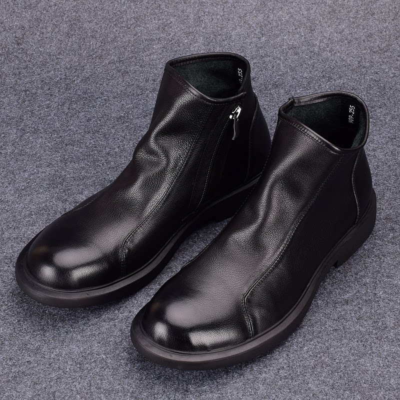 马丁靴男真皮头层牛皮外贸高帮男鞋透气休闲单层皮鞋时尚切尔西靴