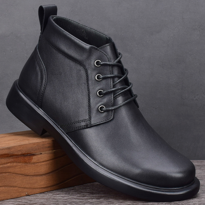 秋冬新款软皮马丁靴男真皮头层牛皮商务休闲高帮皮鞋百搭软底皮靴