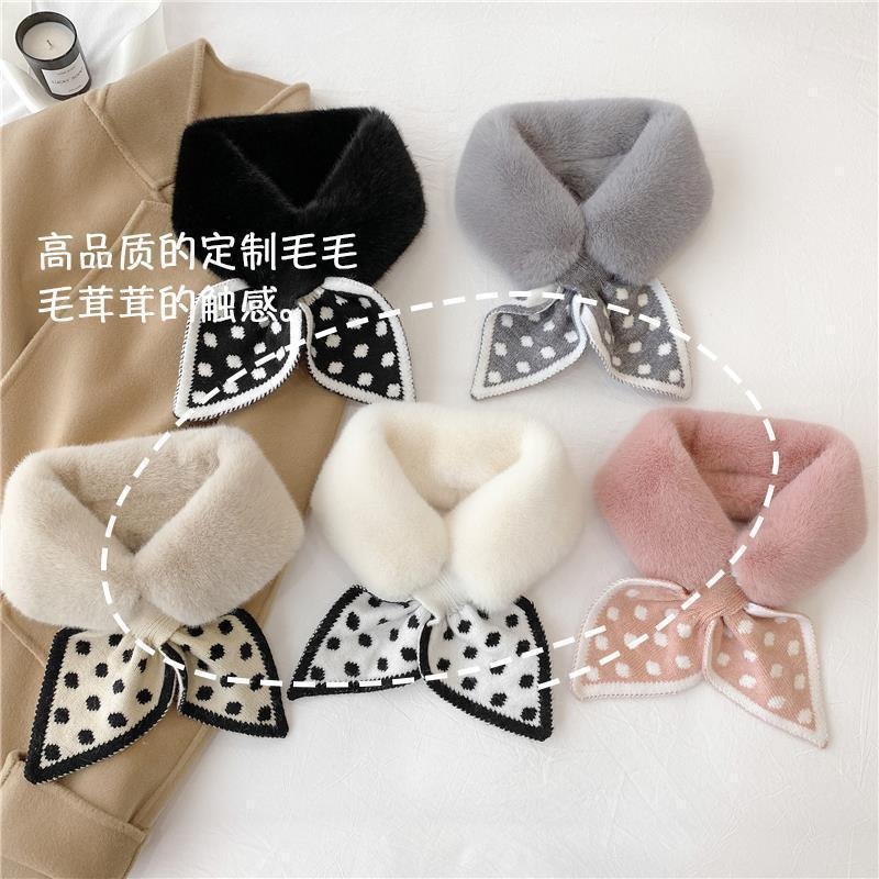 冬季韩版女围巾针织围脖领加厚网红毛毛领ins秋冬季围脖护颈毛领