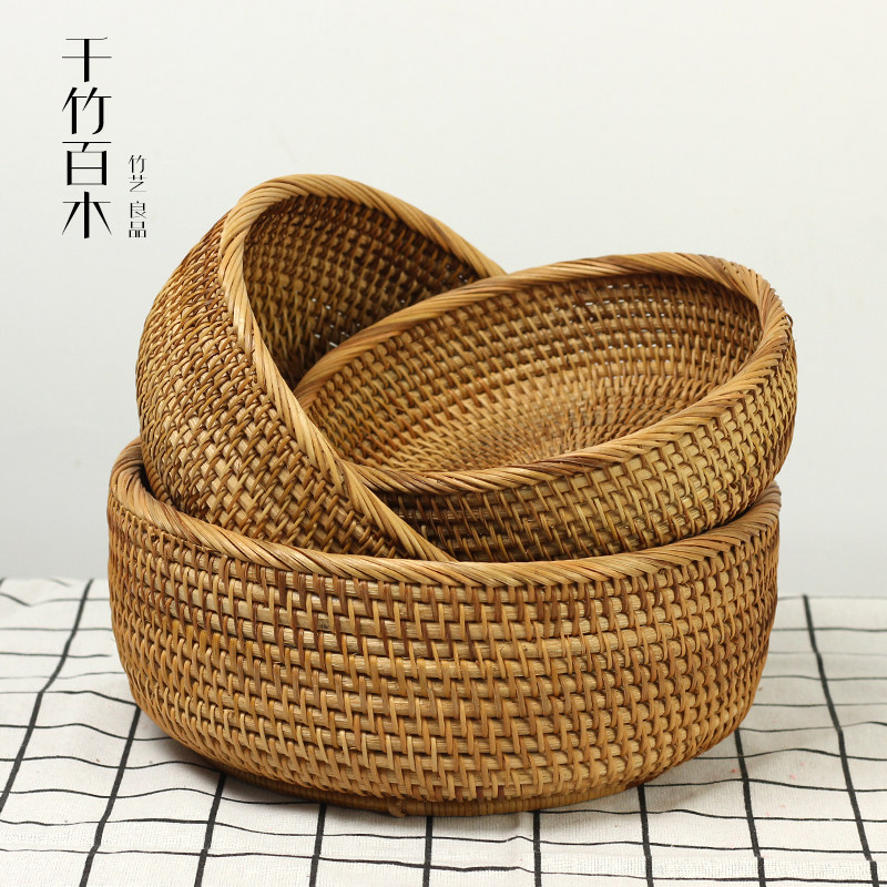 越南藤编果篮茶点盘竹名宿特色手工艺收纳筐果盘零食茶几桌面整理,特色手工艺,竹编/竹雕,淘宝优惠券,粉丝福利购,淘宝优惠卷