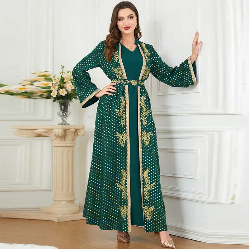 土耳其民族族袍子两件套女装刺绣波点新疆旅游连衣裙muslim dress