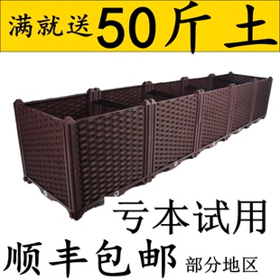 阳台种植箱家用塑料花盆楼顶种菜盆长方形种菜神器种菜箱新款 特价