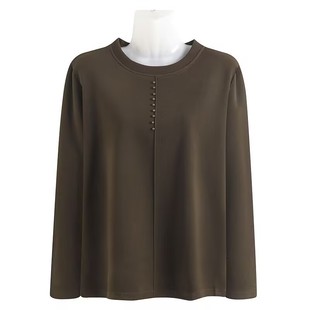 中老年女装长袖圆领打底衫大码妈妈装百搭时尚上衣