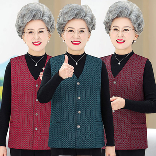 中老年马甲女奶奶装秋冬薄坎肩大码中年女士短款背心外套老人马夹