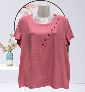 中老年女装妈妈装夏季圆领T恤大码宽松半袖莫代尔上衣宽松汗衫薄