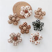 秋冬新款 可爱配件小清新别针配饰 奶咖系布艺花朵格子波点胸针韩版