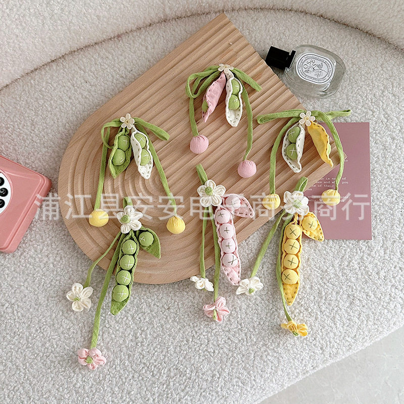 小清新布艺豌豆荚胸针diy材料花朵别针卡通果实服装包包装饰