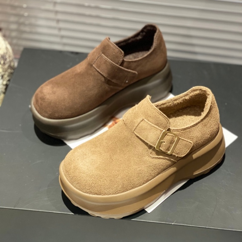 厚底勃肯鞋女2025新款反绒皮休闲百搭松糕鞋复古增高小个子乐福鞋