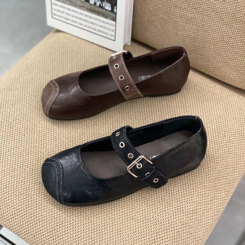 真皮铆钉一字带玛丽珍鞋女2026春新款通勤风方头平底软底不累脚女,女鞋,玛丽珍鞋,淘宝优惠券,粉丝福利购,淘宝优惠卷