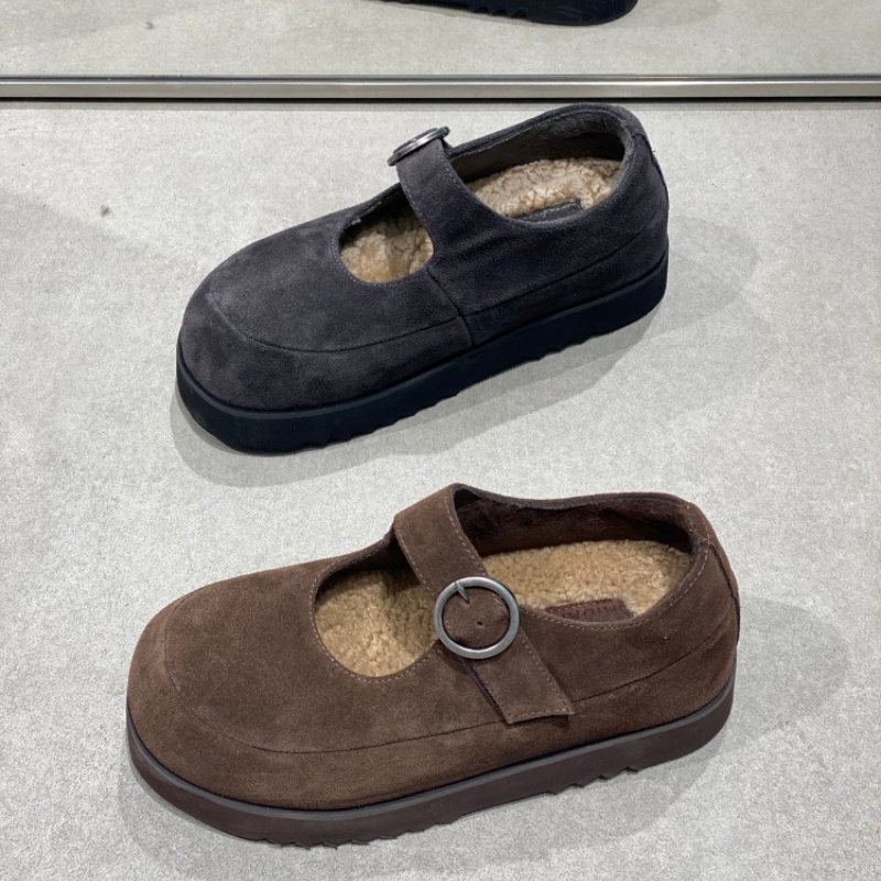 厚底勃肯鞋女2025冬季新款加绒玛丽珍软底一字扣带百搭休闲乐福鞋