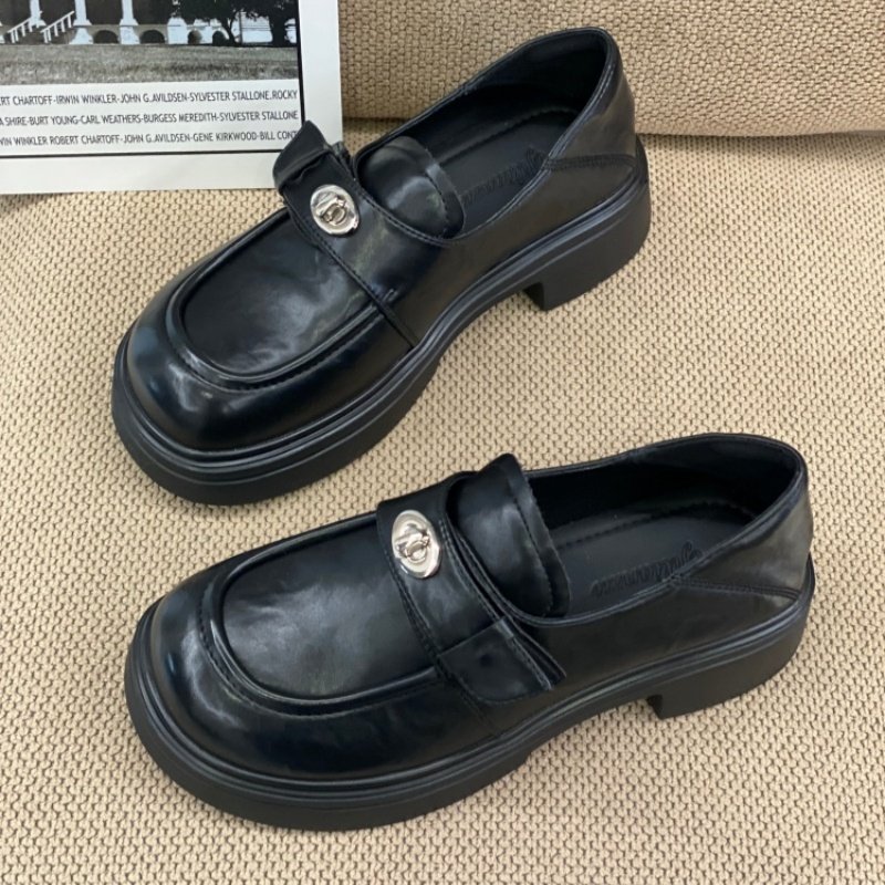 真皮厚底乐福鞋女2026春季新款韩版深口圆头英伦风百搭粗跟单鞋女,女鞋,深口单鞋,淘宝优惠券,粉丝福利购,淘宝优惠卷