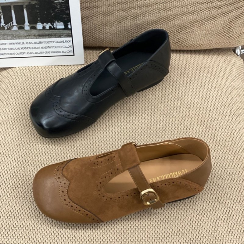 复古布洛克玛丽珍小皮鞋女2026春季新款粗跟休闲丁字扣带平底鞋女,女鞋,玛丽珍鞋,淘宝优惠券,粉丝福利购,淘宝优惠卷