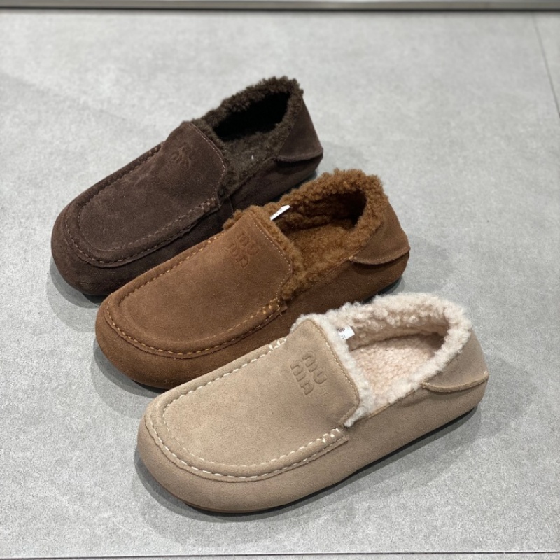 加绒勃肯鞋女2025冬季新款一脚蹬保暖外穿懒人鞋百搭反绒皮毛毛鞋
