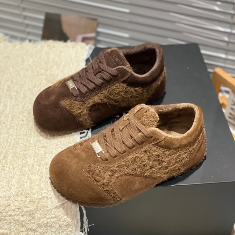 磨砂真皮大头勃肯鞋女2025冬季新款加绒保暖系带厚底休闲德训鞋女