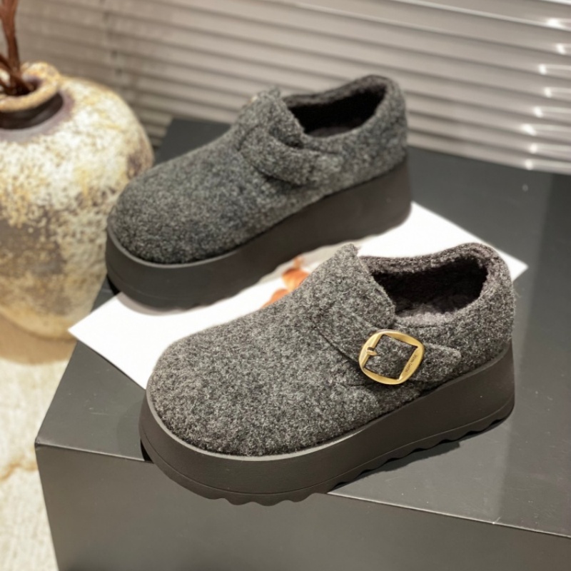 2025冬季新款反绒皮勃肯鞋女冬季新款松糕底魔术贴一脚蹬懒人鞋女