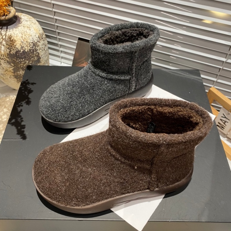 毛绒雪地靴女2025冬季新款加绒加厚羊羔毛防滑保暖套筒短靴棉鞋女