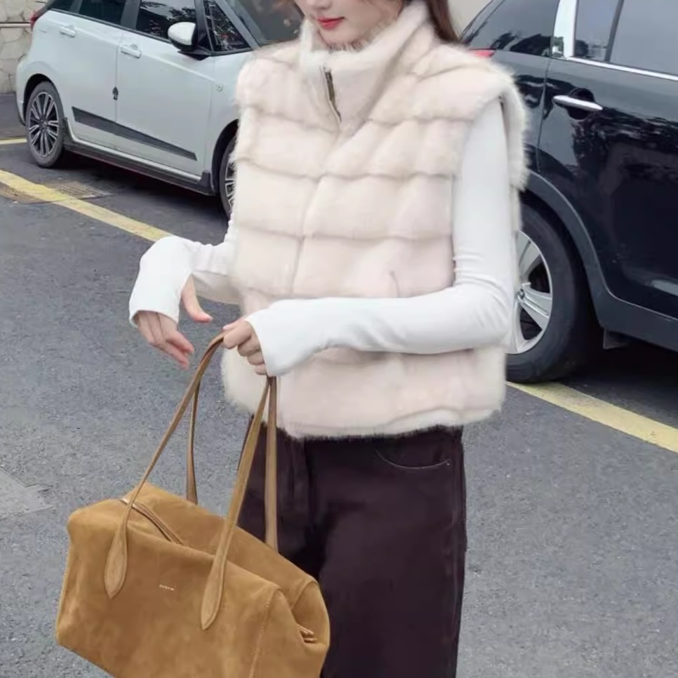 专柜大牌撤回尾单捡漏外贸高端超好看毛毛马甲女水貂绒高级感外套