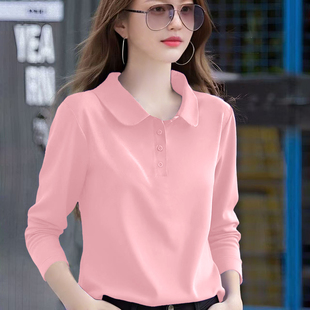 时尚 100%纯棉长袖 韩版 秋冬新款 洋气宽松显瘦休闲百搭上衣 T恤女装