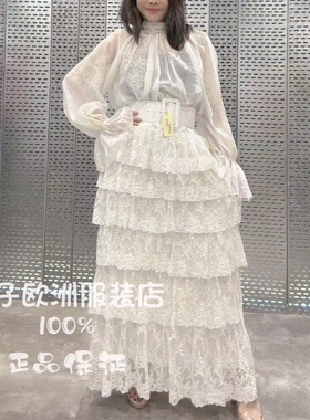 意大利品牌joleen正品配腰带刺绣图案松紧腰层层半身裙2026春夏女