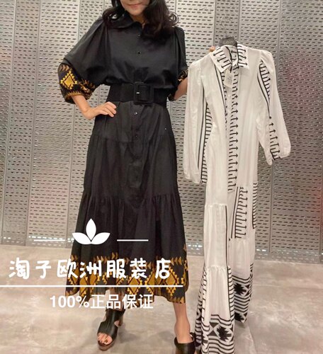 特价意大利品牌vicolo正品刺绣图案下摆直筒衬衫连衣裙春夏女现货