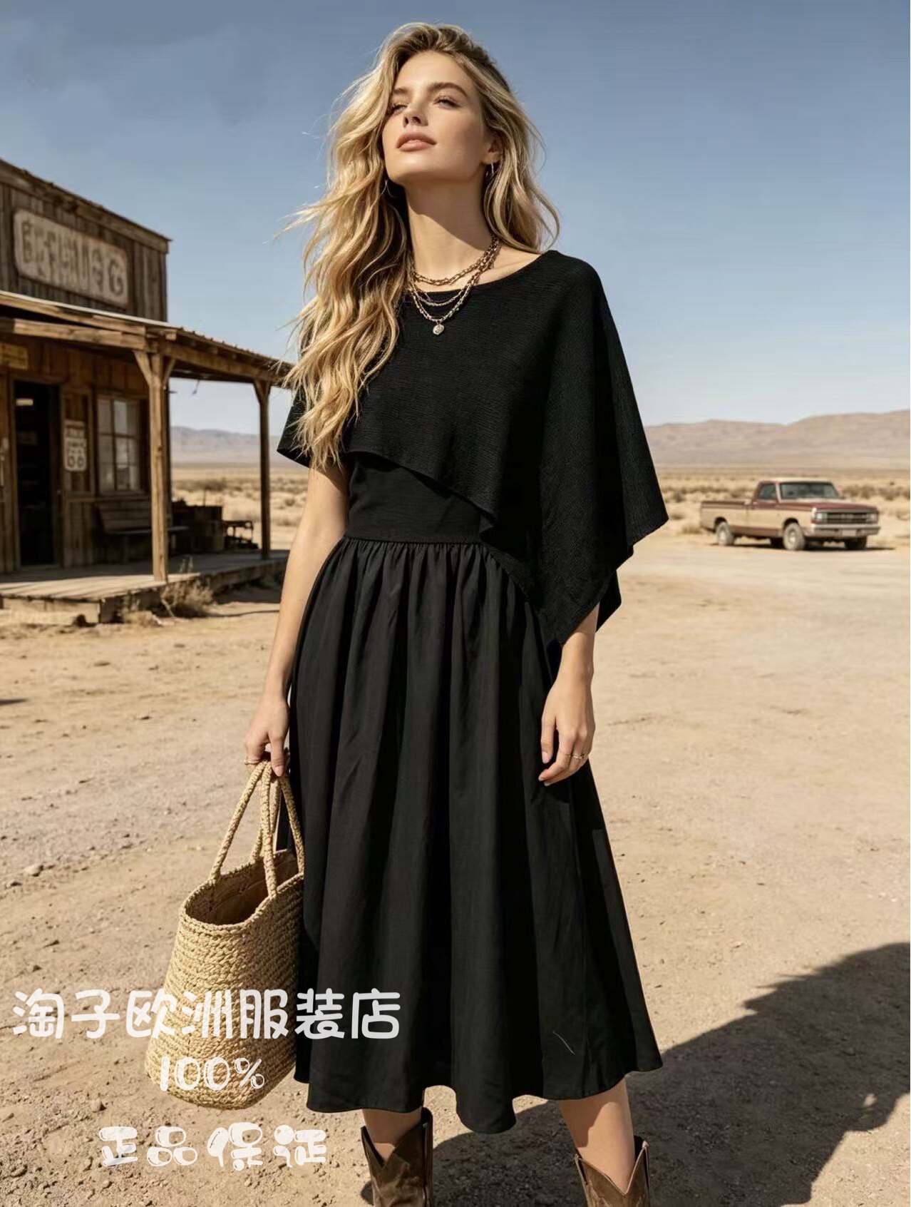 意大利品牌zimo正品不规则针织料百褶下摆收腰连衣裙2026秋冬女装