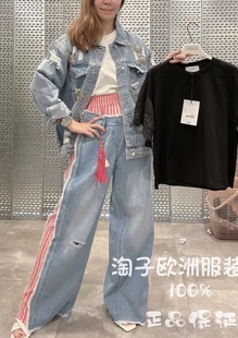 意大利品牌millera srl正品徽章撕破设计牛仔外套上衣2026春夏女