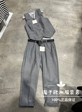 特价意大利品牌tensione in正品珠马夹背心上衣+休闲裤秋冬女现货