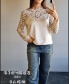 花边装 意大利品牌motel正品 时尚 饰拼色圆领套头上衣气质2025秋冬