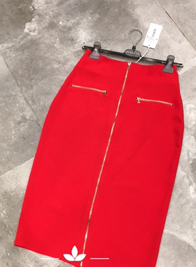 特价意大利品牌kikisix正品拉链装饰前开口简约半身裙春夏女现货