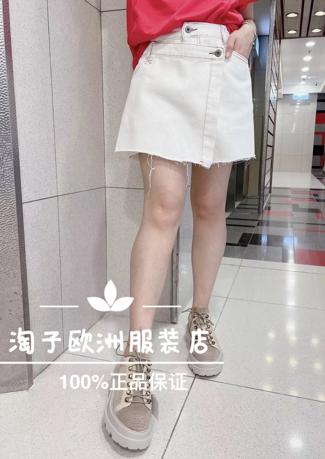 特价意大利品牌dalla a正品时尚系扣简约牛仔裙裤百春夏女现货