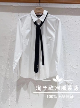 特价意大利品牌dalla a正品领带装饰系扣长袖衬衫上衣秋冬女现货