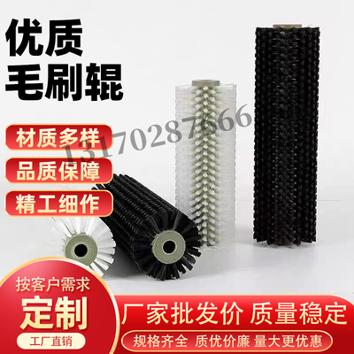 工业毛刷辊滚筒刷尼龙猪鬃清洗刷防静电除尘空心毛刷轮定制圆柱刷
