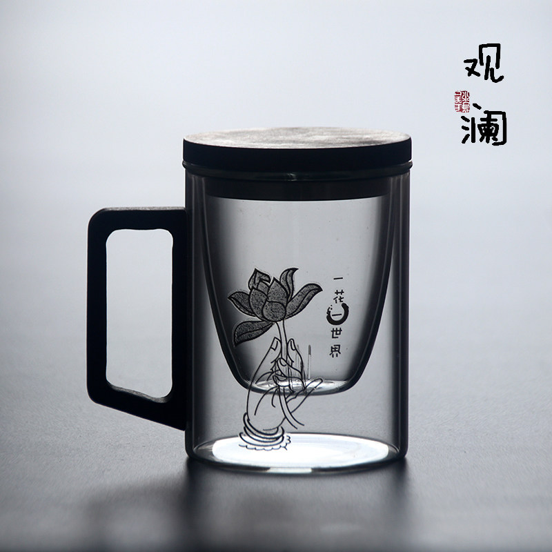 绿茶杯耐高温玻璃喝水杯泡茶杯图片