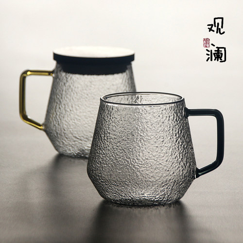 砂砾纹玻璃杯办公室喝水杯泡茶杯