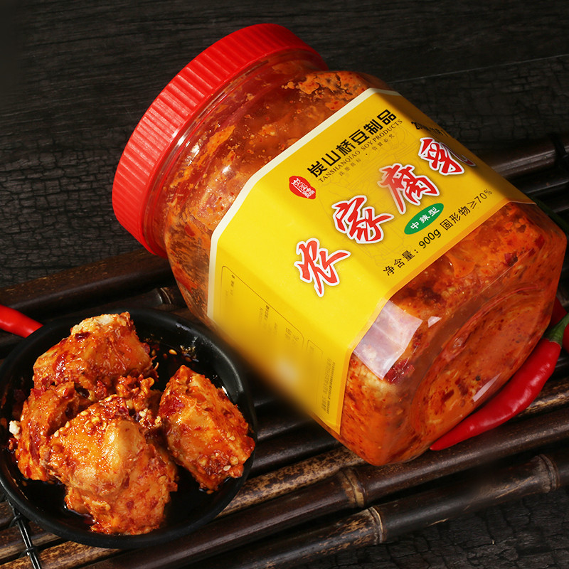 湖南特产桃江浮丘山炭山桥霉豆腐湖南香辣霉豆腐猫鱼900g瓶装会糊